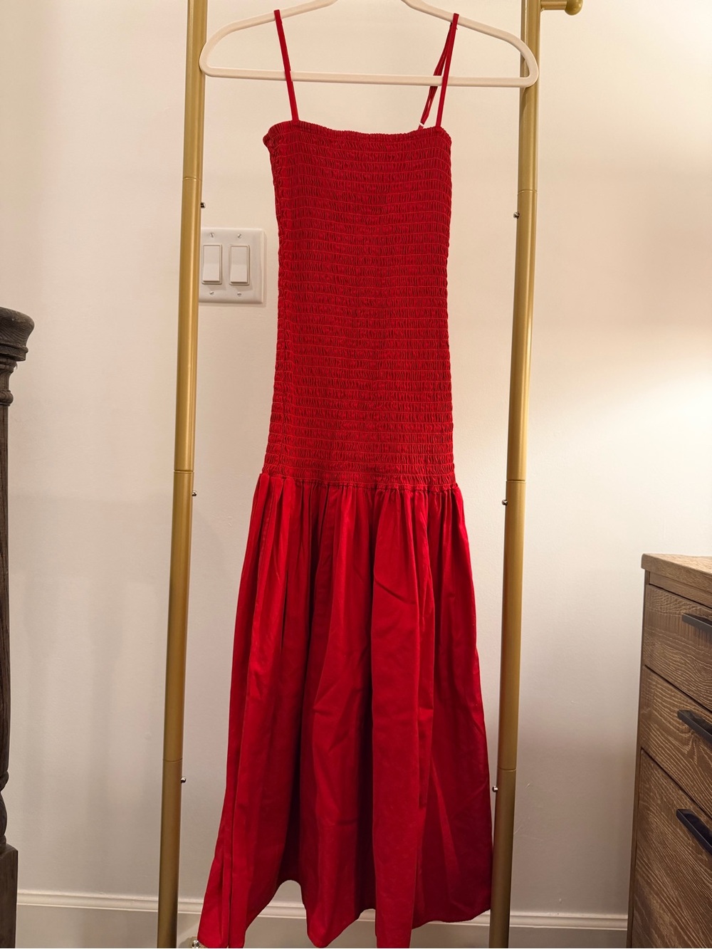 Reformation red organic cotton midi dress size 4
